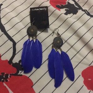 🔥Bohemian Vintage WomenGoldDangleBig Feather